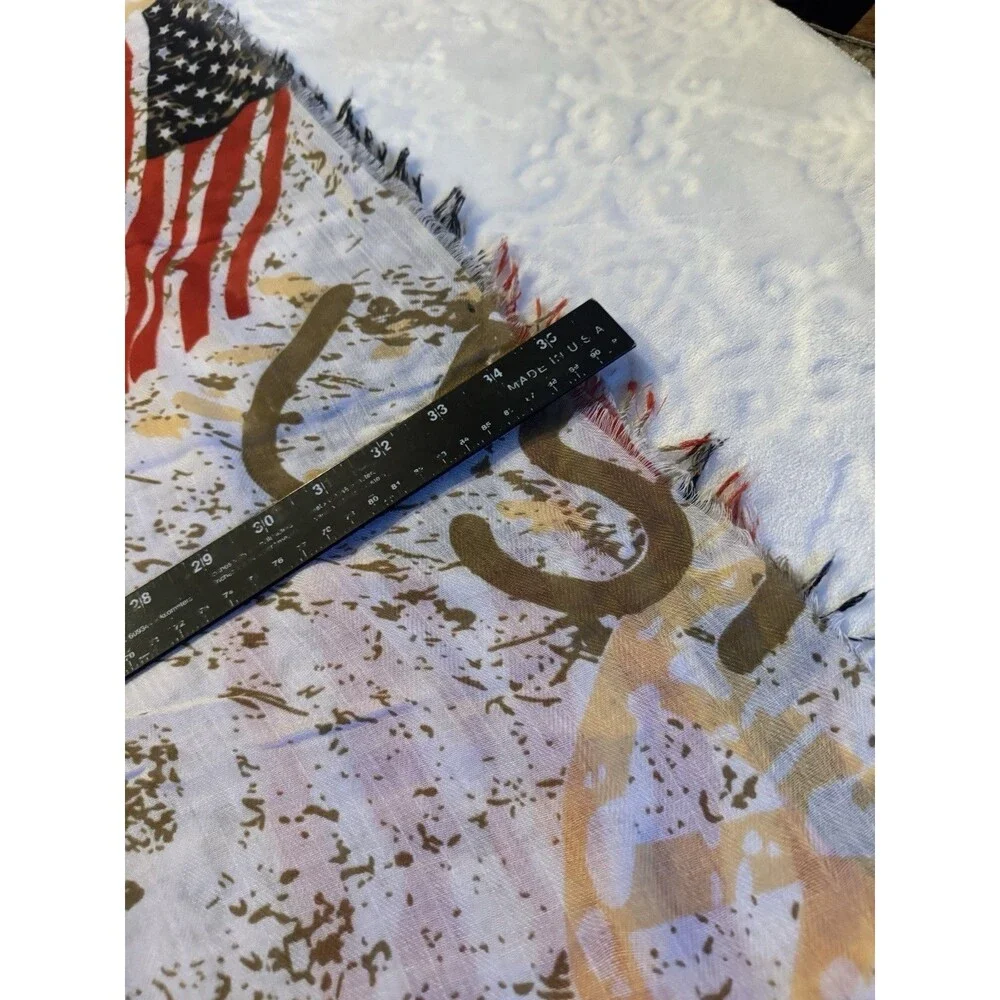 Popular Shawl American Flag Oblong Scarfs Stars Pattern Headscarf  70” X 35”